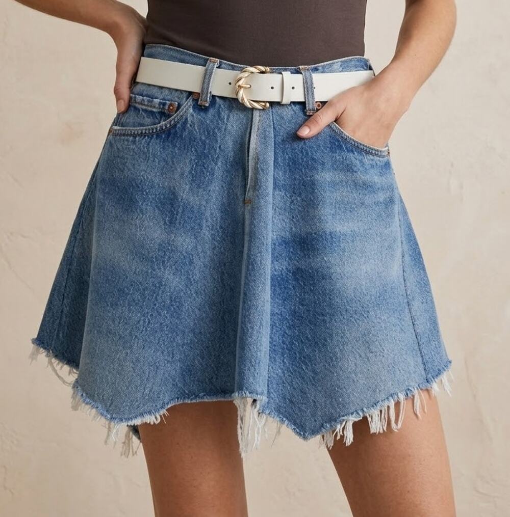 NWT RE/DONE Levi's Cotton Handkerchief Denim Skirt in Indigo, size 26